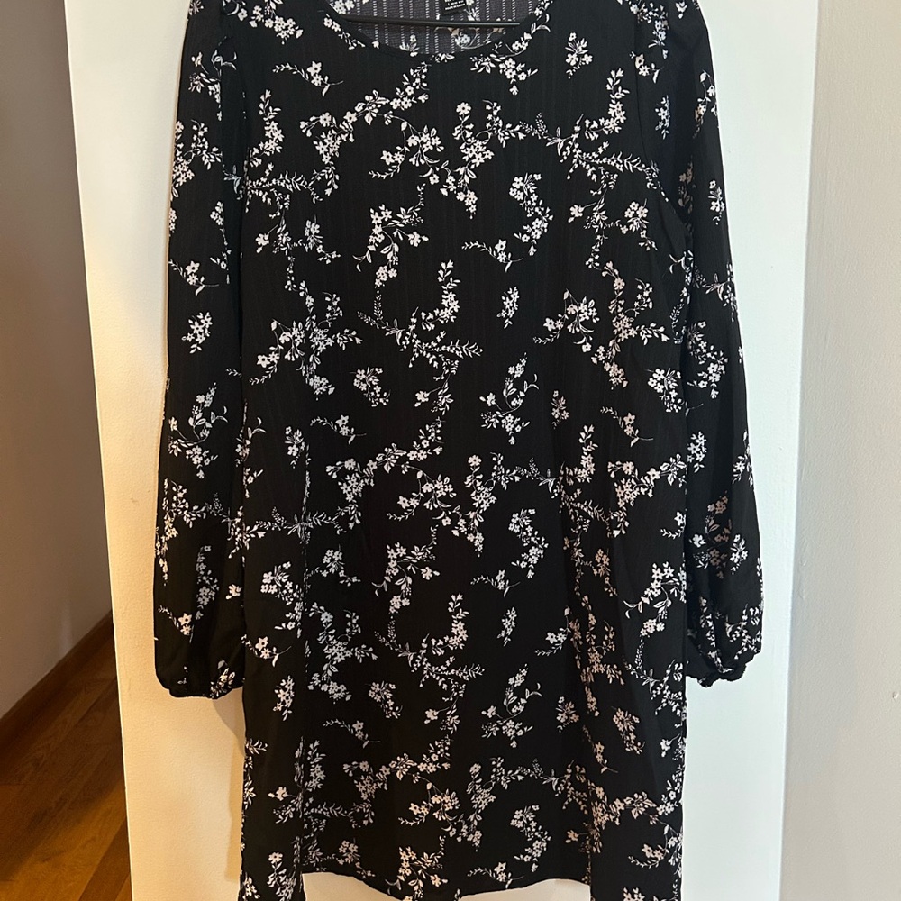 Floral Black and White Dress